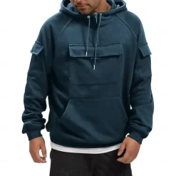 Best OUKU Men's Hoodie Quarter Zip Hoodie Black Army Green Blue Khaki Dark Gray Hooded Plain Pocket Sports & Outdoor Daily Holiday Streetwear Basic Casual Spring & Fall Clothing Apparel Hoodies Sweatshirts