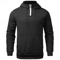 New OUKU Men's Hoodie Quarter Zip Hoodie Black Navy Blue Khaki Light Grey Dark Gray Hooded Plain Pocket Sports & Outdoor Daily Holiday Polyester Streetwear Basic Casual Spring & Fall Clothing Apparel Hoodies