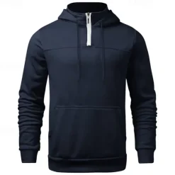 New OUKU Men's Hoodie Quarter Zip Hoodie Black Navy Blue Khaki Light Grey Dark Gray Hooded Plain Pocket Sports & Outdoor Daily Holiday Polyester Streetwear Basic Casual Spring & Fall Clothing Apparel Hoodies