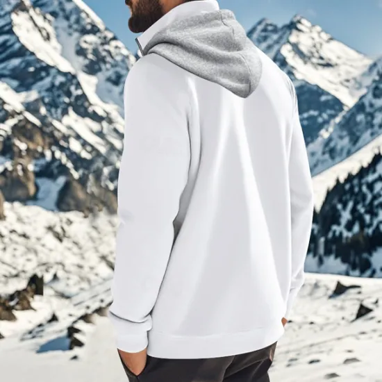 New OUKU Men's Hoodie Quarter Zip Hoodie Fleece Hoodie Apricot Black White Wine Red Hooded Half Zip Plain Pocket Sports & Outdoor Daily Holiday Polyester Streetwear Basic Casual Fall & Winter Clothing Apparel