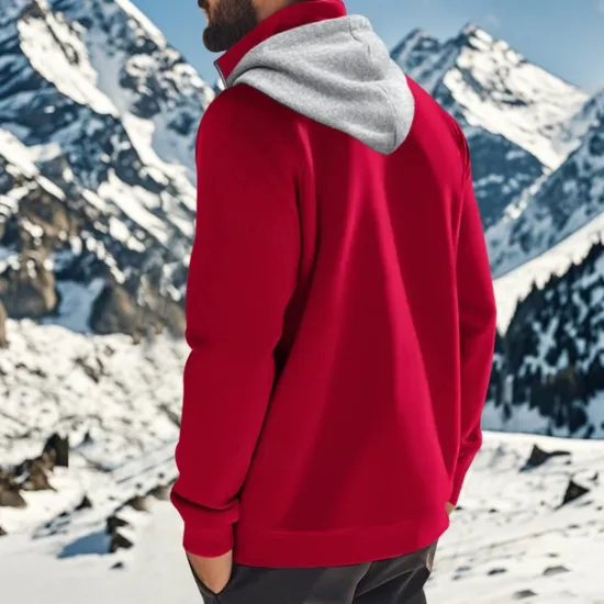 New OUKU Men's Hoodie Quarter Zip Hoodie Fleece Hoodie Apricot Black White Wine Red Hooded Half Zip Plain Pocket Sports & Outdoor Daily Holiday Polyester Streetwear Basic Casual Fall & Winter Clothing Apparel