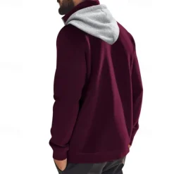 New OUKU Men's Hoodie Quarter Zip Hoodie Fleece Hoodie Apricot Black White Wine Red Hooded Half Zip Plain Pocket Sports & Outdoor Daily Holiday Polyester Streetwear Basic Casual Fall & Winter Clothing Apparel