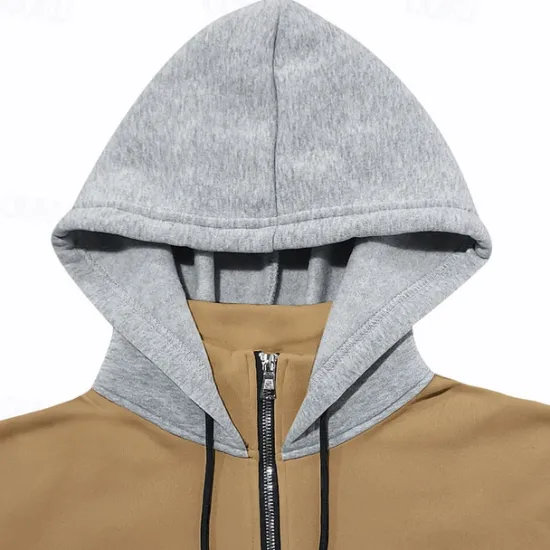 New OUKU Men's Hoodie Quarter Zip Hoodie Fleece Hoodie Apricot Black White Wine Red Hooded Half Zip Plain Pocket Sports & Outdoor Daily Holiday Polyester Streetwear Basic Casual Fall & Winter Clothing Apparel