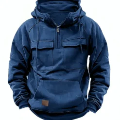 Clearance OUKU Men's Hoodie Quarter Zip Hoodie Tactical Hoodie Tactical Wine Red Black Wine Army Green Navy Blue Hooded Plain Tactical Sports & Outdoor Daily Streetwear Cool Casual Spring & Fall Clothing Apparel