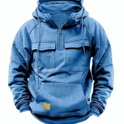 Clearance OUKU Men's Hoodie Quarter Zip Hoodie Tactical Hoodie Tactical Wine Red Black Wine Army Green Navy Blue Hooded Plain Tactical Sports & Outdoor Daily Streetwear Cool Casual Spring & Fall Clothing Apparel