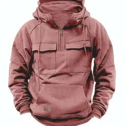 Clearance OUKU Men's Hoodie Quarter Zip Hoodie Tactical Hoodie Tactical Wine Red Black Wine Army Green Navy Blue Hooded Plain Tactical Sports & Outdoor Daily Streetwear Cool Casual Spring & Fall Clothing Apparel