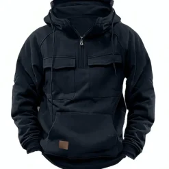 Clearance OUKU Men's Hoodie Quarter Zip Hoodie Tactical Hoodie Tactical Wine Red Black Wine Army Green Navy Blue Hooded Plain Tactical Sports & Outdoor Daily Streetwear Cool Casual Spring & Fall Clothing Apparel