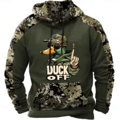 Discount OUKU Men's Hoodie Sweatshirt Black Green Hooded Camouflage Camo / Camouflage 3D Print Vintage Cool Fall Winter Clothing Apparel Hoodies Sweatshirts