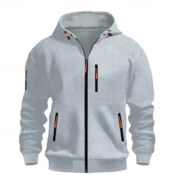 Online OUKU Men's Hoodie Sweatshirt Full Zip Hoodie Black Wine Army Green Navy Blue Blue Hooded Plain Pocket Sports & Outdoor Daily Holiday Polyester Streetwear Basic Casual Spring & Fall Clothing Apparel
