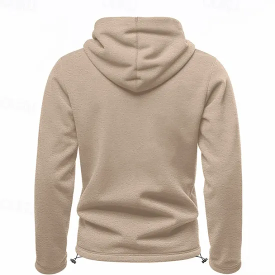 Clearance OUKU Men's Hoodie Sweatshirt Polar Fleece Black Army Green Khaki Dark Gray Light Blue Hooded Plain Drawstring Ribbed Front Pocket Sports & Outdoor Daily Holiday Polyester Streetwear Basic Casual Fall