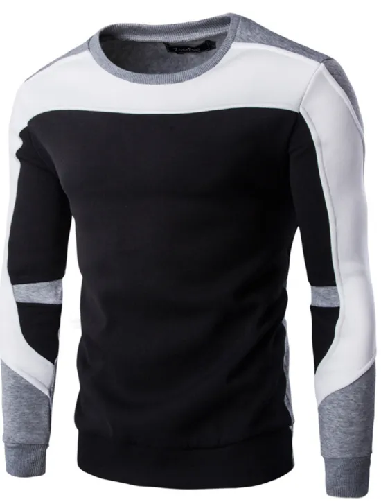 Hot OUKU Men's Hoodie Sweatshirt Pullover Hoodie Sweatshirt Black White Navy Blue Gray Crew Neck Hooded Color Block Graffiti Print Going out Streetwear Urban Cotton Streetwear Casual Hip Hop Spring Winter