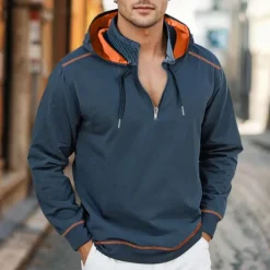 Online OUKU Men's Hoodie Tactical Black Army Green Navy Blue Gray Hooded Color Block Patchwork Sports & Outdoor Daily Holiday Streetwear Cool Casual Fall & Winter Clothing Apparel Hoodies Sweatshirts Long Sleeve
