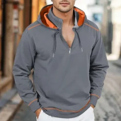 Online OUKU Men's Hoodie Tactical Black Army Green Navy Blue Gray Hooded Color Block Patchwork Sports & Outdoor Daily Holiday Streetwear Cool Casual Fall & Winter Clothing Apparel Hoodies Sweatshirts Long Sleeve