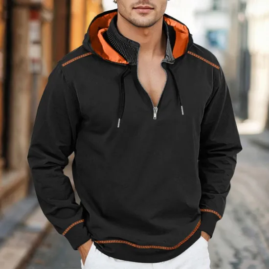 Online OUKU Men's Hoodie Tactical Black Army Green Navy Blue Gray Hooded Color Block Patchwork Sports & Outdoor Daily Holiday Streetwear Cool Casual Fall & Winter Clothing Apparel Hoodies Sweatshirts Long Sleeve