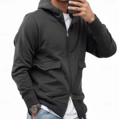 Online OUKU Men's Hoodie Tactical Hoodie Black Navy Blue Khaki Dark Gray Hooded Plain Sports & Outdoor Sports Streetwear non-printing Designer Basic Casual Winter Clothing Apparel Hoodies Sweatshirts
