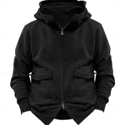 Online OUKU Men's Hoodie Tactical Hoodie Black Navy Blue Khaki Dark Gray Hooded Plain Sports & Outdoor Sports Streetwear non-printing Designer Basic Casual Winter Clothing Apparel Hoodies Sweatshirts