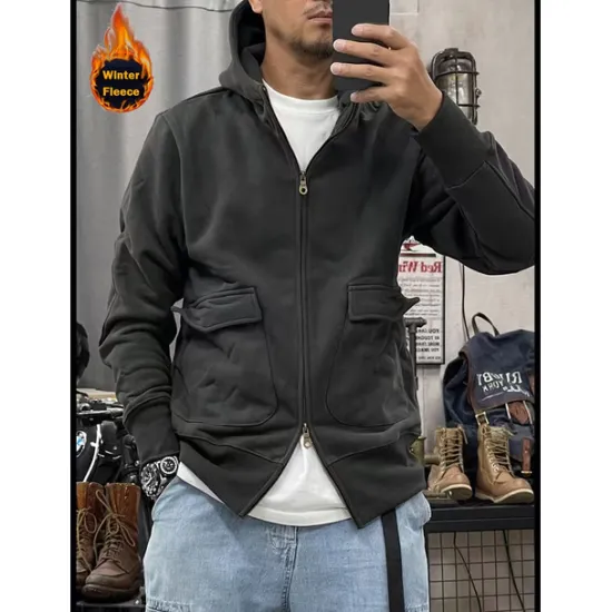 Outlet OUKU Men's Hoodie Tactical Hoodie Black Blue Khaki Dark Gray Hooded Plain Sports & Outdoor Sports Streetwear non-printing Designer Basic Casual Winter Clothing Apparel Hoodies Sweatshirts Long Sleeve