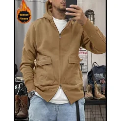 Outlet OUKU Men's Hoodie Tactical Hoodie Black Blue Khaki Dark Gray Hooded Plain Sports & Outdoor Sports Streetwear non-printing Designer Basic Casual Winter Clothing Apparel Hoodies Sweatshirts Long Sleeve