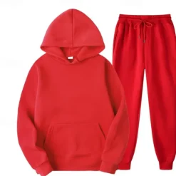 OUKU Men's Hoodie Tracksuit Sweatsuit Fleece Hoodie Black Pink Red Blue Purple Hooded Plain Pocket 2 Piece Sports & Outdoor Daily Holiday Polyester Streetwear Basic Casual Fall & Winter Clothing Apparel