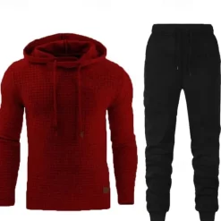 Best OUKU Men's Hoodie Tracksuit Sweatsuit Apricot Black White Army Green Red Hooded Plain 2 Piece Sports & Outdoor Daily Holiday Streetwear Basic Casual Spring & Fall Clothing Apparel Hoodies Sweatshirts