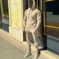 Best OUKU Men's Hoodie Tracksuit Sweatsuit Black White Army Green Khaki Dark Gray Hooded Plain Drawstring 2 Piece Front Pocket Sports & Outdoor Daily Holiday Streetwear Basic Casual Spring & Fall Clothing