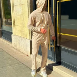 Best OUKU Men's Hoodie Tracksuit Sweatsuit Black White Army Green Khaki Dark Gray Hooded Plain Drawstring 2 Piece Front Pocket Sports & Outdoor Daily Holiday Streetwear Basic Casual Spring & Fall Clothing