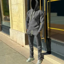 Best OUKU Men's Hoodie Tracksuit Sweatsuit Black White Army Green Khaki Dark Gray Hooded Plain Drawstring 2 Piece Front Pocket Sports & Outdoor Daily Holiday Streetwear Basic Casual Spring & Fall Clothing