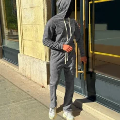 Best OUKU Men's Hoodie Tracksuit Sweatsuit Black White Army Green Khaki Dark Gray Hooded Plain Drawstring 2 Piece Front Pocket Sports & Outdoor Daily Holiday Streetwear Basic Casual Spring & Fall Clothing