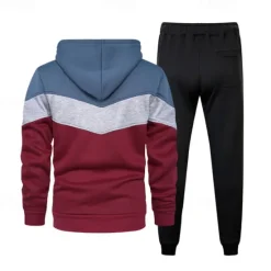 Online OUKU Men's Hoodie Tracksuit Sweatsuit White Wine Orange Green Hooded Color Block Patchwork 2 Piece Sports & Outdoor Daily Holiday Streetwear Basic Casual Spring & Fall Clothing Apparel Hoodies
