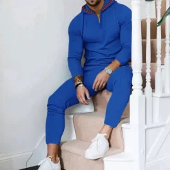 Sale OUKU Men's Hoodie Tracksuit Sweatsuit Black White Royal Blue Khaki Gray Hooded Plain 2 Piece Sports & Outdoor Daily Holiday Streetwear Basic Casual Spring & Fall Clothing Apparel Hoodies Sweatshirts