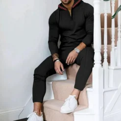 Sale OUKU Men's Hoodie Tracksuit Sweatsuit Black White Royal Blue Khaki Gray Hooded Plain 2 Piece Sports & Outdoor Daily Holiday Streetwear Basic Casual Spring & Fall Clothing Apparel Hoodies Sweatshirts