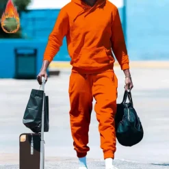 Best OUKU Men's Hoodie Tracksuit Sweatsuit Black White Red Royal Blue Orange Hooded Plain Drawstring 2 Piece Front Pocket Sports & Outdoor Daily Holiday Streetwear Basic Casual Fall & Winter Clothing Apparel