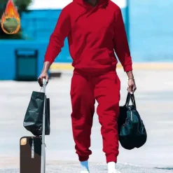 Best OUKU Men's Hoodie Tracksuit Sweatsuit Black White Red Royal Blue Orange Hooded Plain Drawstring 2 Piece Front Pocket Sports & Outdoor Daily Holiday Streetwear Basic Casual Fall & Winter Clothing Apparel