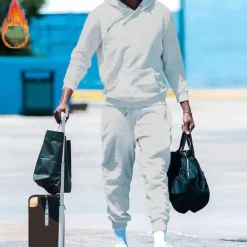 Best OUKU Men's Hoodie Tracksuit Sweatsuit Black White Red Royal Blue Orange Hooded Plain Drawstring 2 Piece Front Pocket Sports & Outdoor Daily Holiday Streetwear Basic Casual Fall & Winter Clothing Apparel