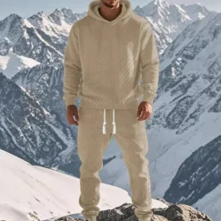 Clearance OUKU Men's Hoodie Tracksuit Sweatsuit Black White Army Green Khaki Gray Hooded Plain Jacquard 2 Piece Sports & Outdoor Daily Holiday Polyester Streetwear Basic Casual Spring & Fall Clothing Apparel
