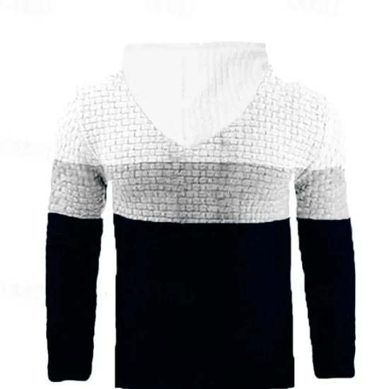 Hot OUKU Men's Hoodie Waffle Hoodies White Yellow Army Green Red Navy Blue Hooded Color Block Patchwork Ribbed Textured Sports & Outdoor Daily Holiday Polyester Streetwear Basic Casual Spring & Fall Clothing