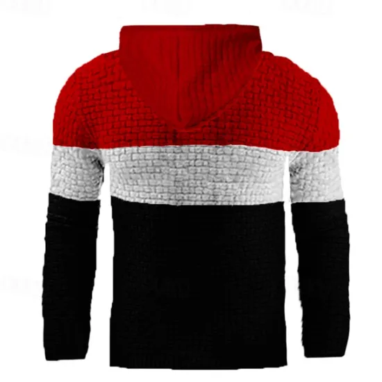 Hot OUKU Men's Hoodie Waffle Hoodies White Yellow Army Green Red Navy Blue Hooded Color Block Patchwork Ribbed Textured Sports & Outdoor Daily Holiday Polyester Streetwear Basic Casual Spring & Fall Clothing