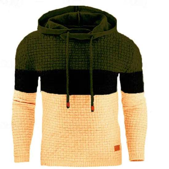 Hot OUKU Men's Hoodie Waffle Hoodies White Yellow Army Green Red Navy Blue Hooded Color Block Patchwork Ribbed Textured Sports & Outdoor Daily Holiday Polyester Streetwear Basic Casual Spring & Fall Clothing