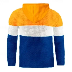 Hot OUKU Men's Hoodie Waffle Hoodies White Yellow Army Green Red Navy Blue Hooded Color Block Patchwork Ribbed Textured Sports & Outdoor Daily Holiday Polyester Streetwear Basic Casual Spring & Fall Clothing