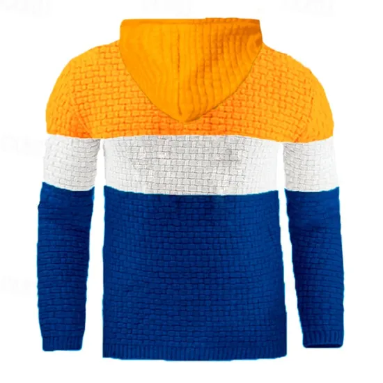 Hot OUKU Men's Hoodie Waffle Hoodies White Yellow Army Green Red Navy Blue Hooded Color Block Patchwork Ribbed Textured Sports & Outdoor Daily Holiday Polyester Streetwear Basic Casual Spring & Fall Clothing