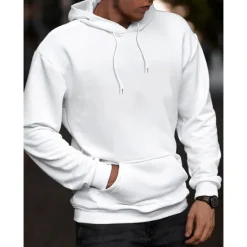Outlet OUKU Men's Hoodie Hooded Plain Sports & Outdoor Daily Holiday Streetwear Cool Casual Spring & Fall Clothing Apparel Hoodies Sweatshirts White