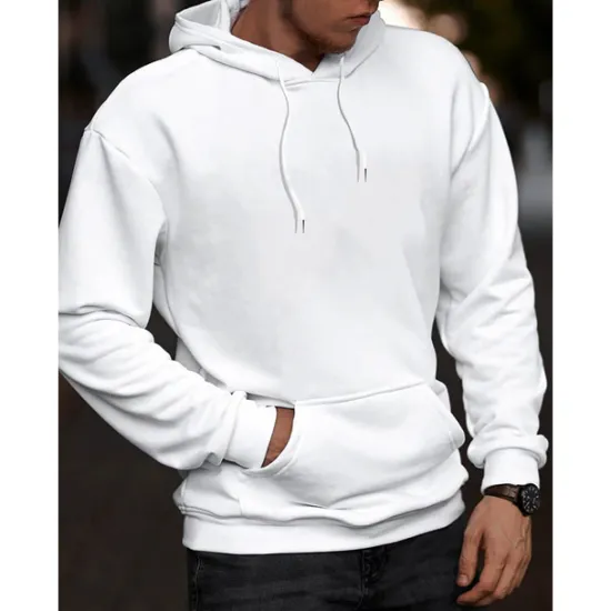 Outlet OUKU Men's Hoodie Hooded Plain Sports & Outdoor Daily Holiday Streetwear Cool Casual Spring & Fall Clothing Apparel Hoodies Sweatshirts White