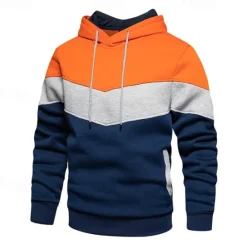 Best OUKU Men's Hoodie White Yellow Army Green Red Orange Hooded Color Block Patchwork Pocket Sports & Outdoor Daily Holiday Streetwear Basic Casual Spring & Fall Clothing Apparel Hoodies Sweatshirts