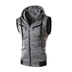 New OUKU Men's Hoodie Wine Red Light Grey Dark Gray Hooded Color Block Sports & Outdoor Polyester Casual Clothing Apparel Hoodies Sweatshirts Sleeveless