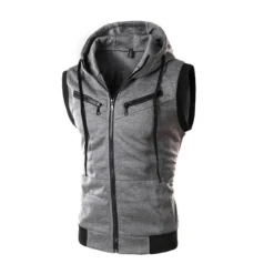 New OUKU Men's Hoodie Wine Red Light Grey Dark Gray Hooded Color Block Sports & Outdoor Polyester Casual Clothing Apparel Hoodies Sweatshirts Sleeveless