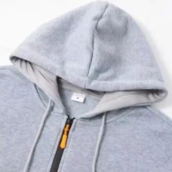 Sale OUKU Men's Hoodie Zip Hoodie Sweatshirt Thick Hoodies Tactical Black Navy Blue Khaki Light Grey Dark Gray Hooded Plain Work Sports & Outdoor Casual Streetwear Basic Casual Spring & Fall Cross-Seasons