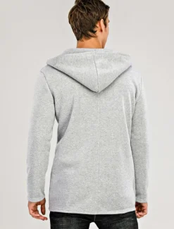 Online OUKU Men's Hoodied Jacket Casual Jacket Daily Wear Hooded Casual Jacket Outerwear Plain Black White Light Grey
