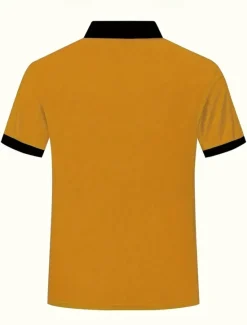 Discount OUKU Men's Horizontal Stripes Rugby Polo Short Sleeve Polo Shirts Collared Shirts Business Casual School Outdoor Athleisure Daily Wear 3D Print Summer Spring Fall White Yellow Pink
