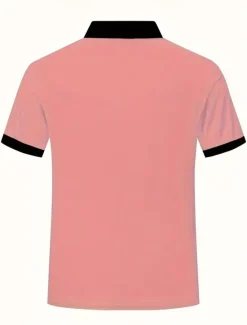 Discount OUKU Men's Horizontal Stripes Rugby Polo Short Sleeve Polo Shirts Collared Shirts Business Casual School Outdoor Athleisure Daily Wear 3D Print Summer Spring Fall White Yellow Pink