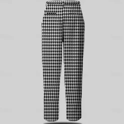 Outlet OUKU Men's Houndstooth Dress Pants Mid Waist Business Casual Formal Dailywear Zipper Pocket Summer Spring Fall 3D Print Black